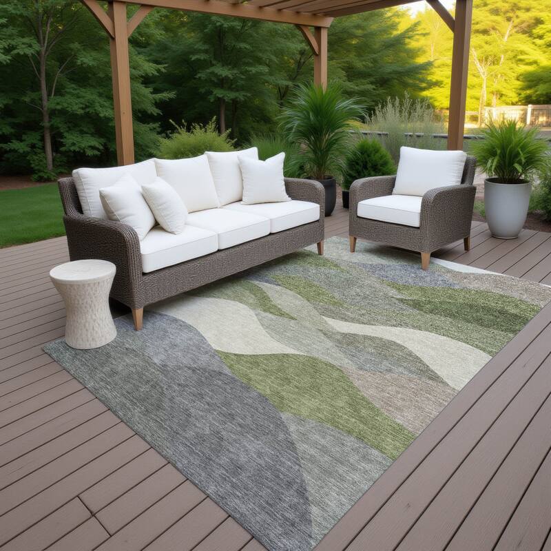 Machine Washable Indoor/ Outdoor Modern Horizon Chantille Rug