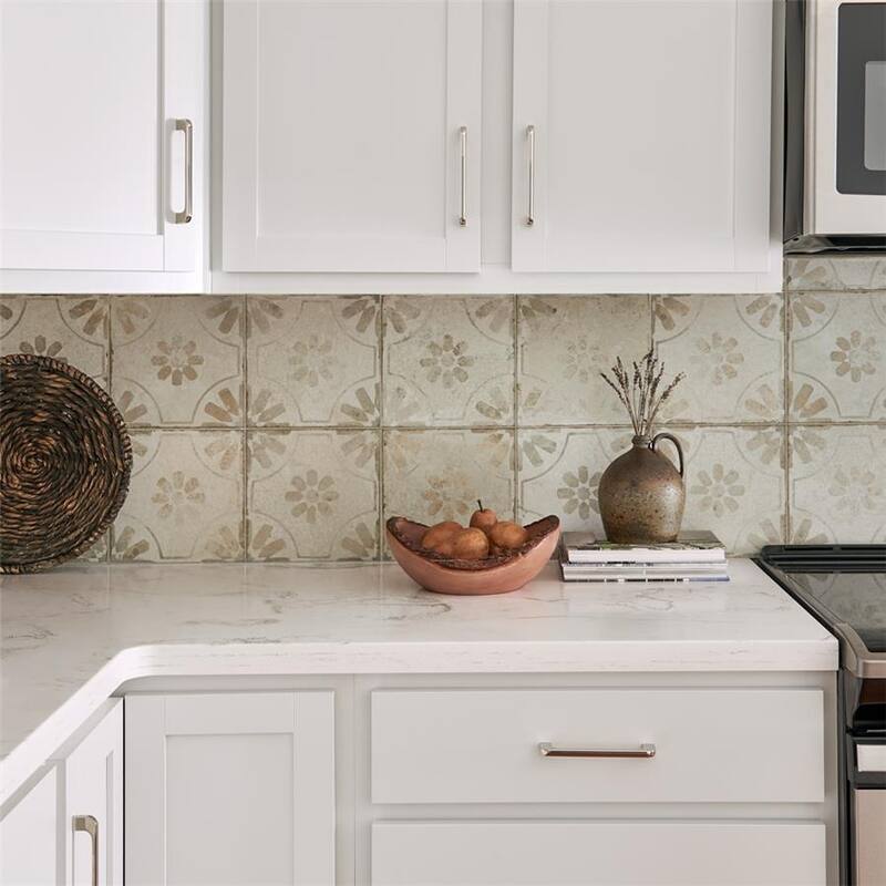 Merola Tile Kings Blume White 17-5/8" x 17-5/8" Ceramic Floor and Wall Tile