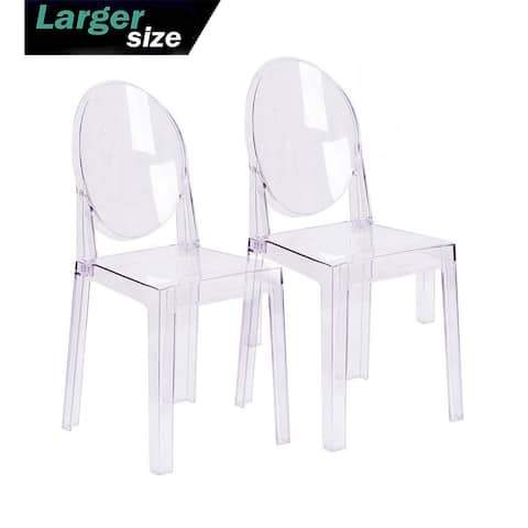Set of Two (2) - LARGE Size - Clear Victorian Transparent Style Armless Side Chairs