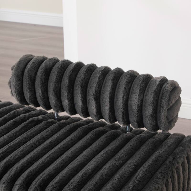49.6"W Oversized Modern Upholstered Bench Ottoman with Metal Legs