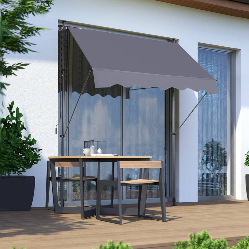 Manual Retractable Awning-78'' Non-Screw Outdoor Sun Shade Cover with UV Protection