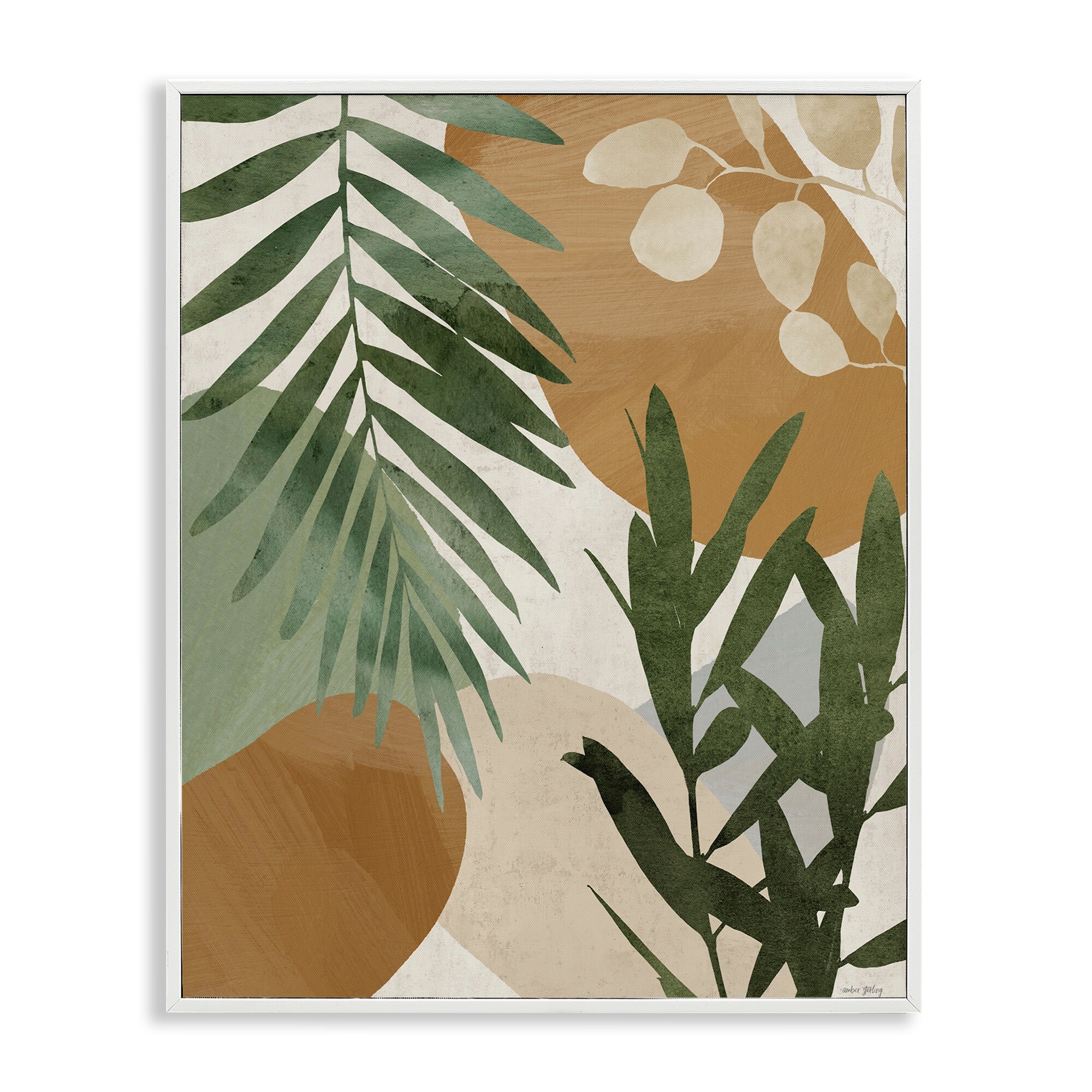 Stupell Southwestern Tropical Leaves Framed Giclee Art Design By Amber Sterling