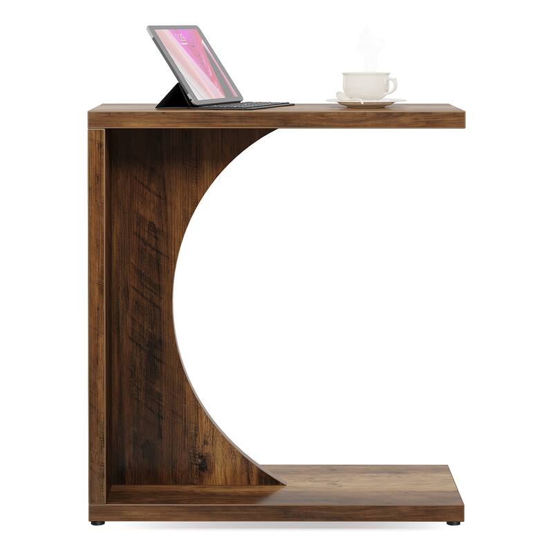 C-Shaped End Table for Couch, Side Table for Small Space