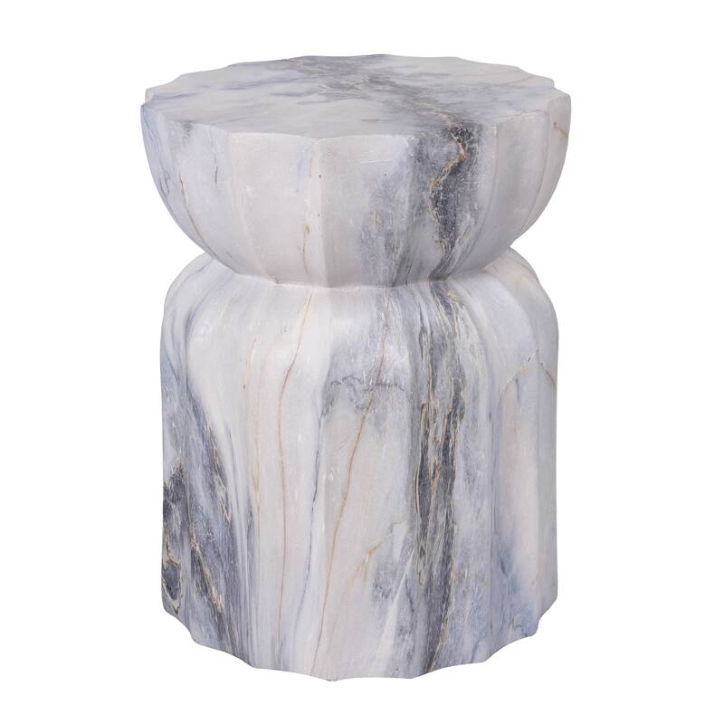Christopher Knight Home - Modern Outdoor Lightweight Concrete Accent Side Table with Fluted Sculptural Hourglass Design