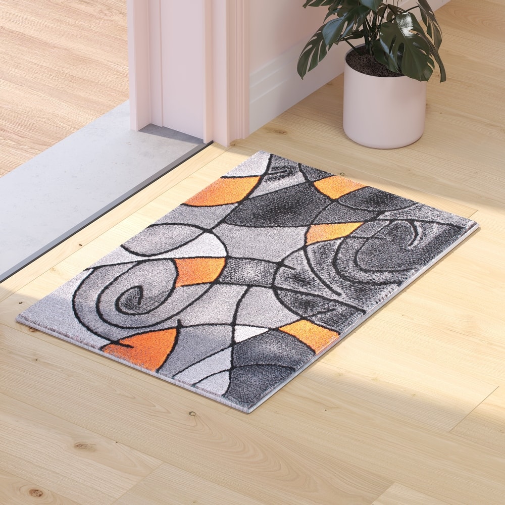 Modern Olefin Accent Area Rug - Abstract Pattern