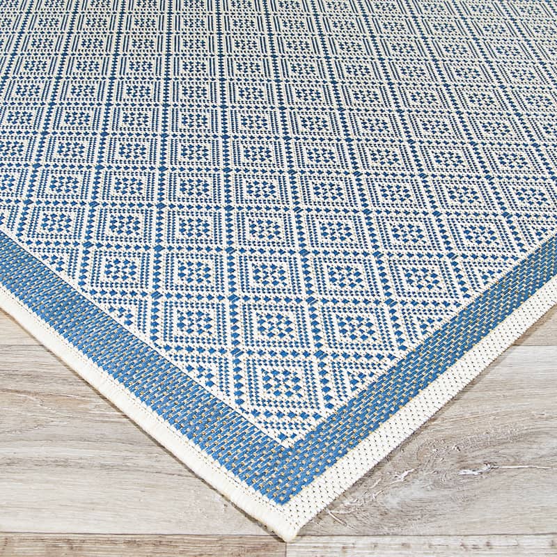Dream Decor Rugs Samantha Kimberly Blue Ivory Indoor Outdoor Area Rug