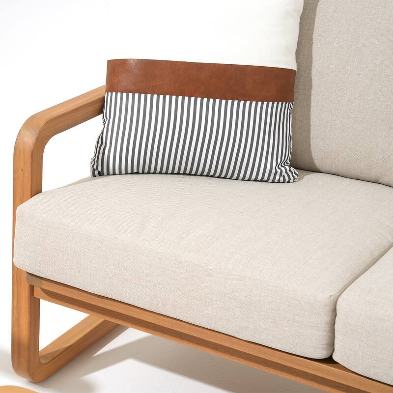 Outdoor 3-Seat Chair Set with Coffee Table in Acacia Wood