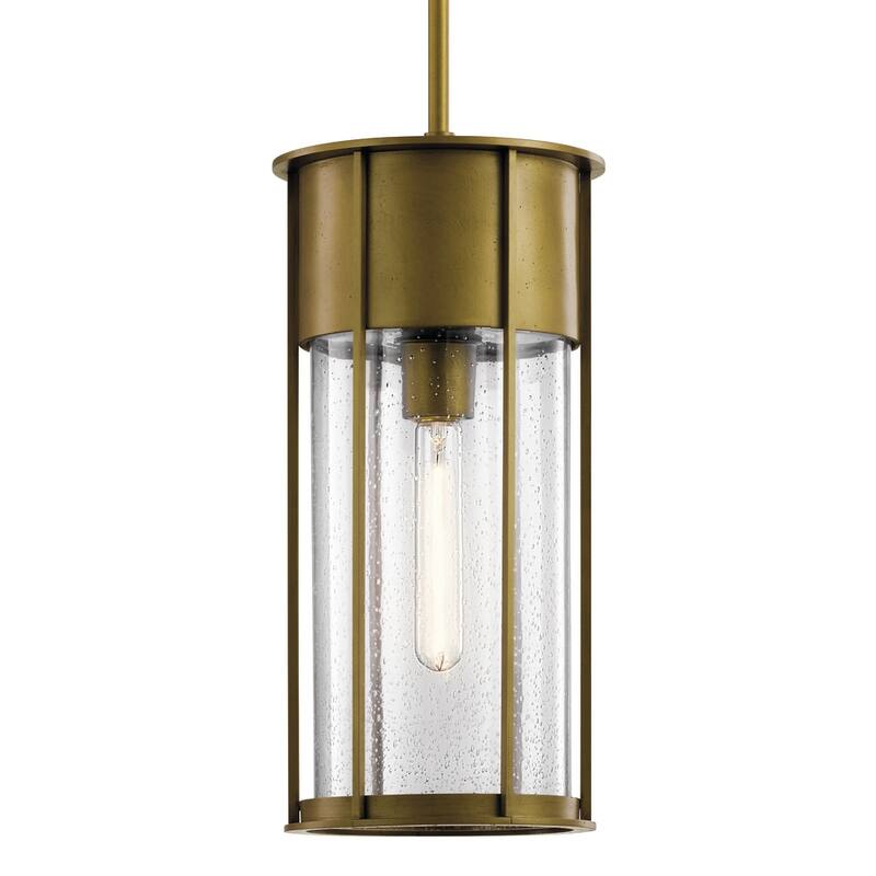 Kichler Camillo 18 Inch 1 Light Hanging Pendant with Clear Seeded Glass in Natural Brass