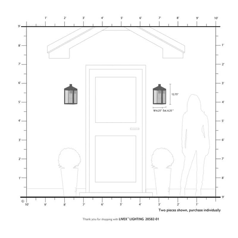 Livex Lighting 1-light Antique Brass Outdoor Wall Lantern, 20582-01 - 6.25" W. x 12.75" H x 6.25" Ext