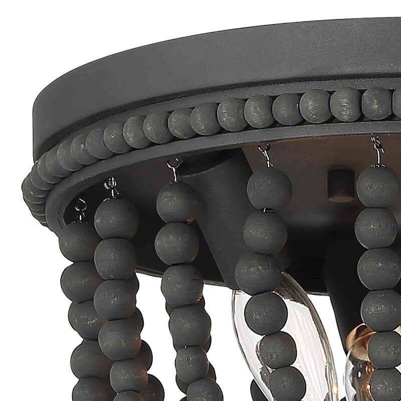 Fidenza 3-light Boho Beaded Flush Mount Ceiling Light Farmhouse Coastal Dome Lighting - 12 inches