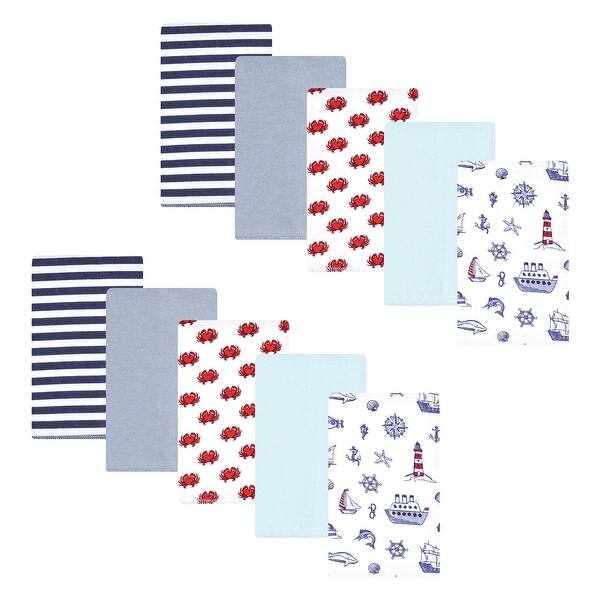 slide 1 of 1, Hudson Baby Flannel Burp Cloth 10pk, Lighthouse, One Size - Lighthouse 10 Pack - One Size One Size - Lighthouse 10 Pack
