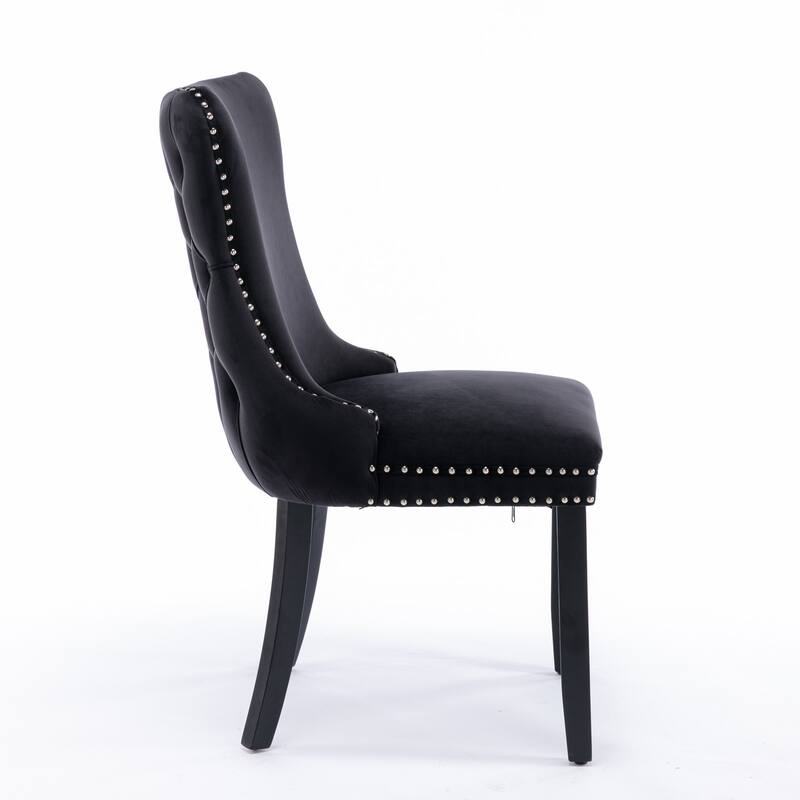 Dining Chairs, Dining Room Chair Set of 2, Upholstered Wing-Back Dining Chair with Backstitching Nailhead Trim & Solid Wood Legs