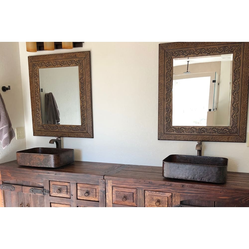19-in Rectangle Tub Hand Forged Old World Copper Vessel Sink (PVTREC19DB)