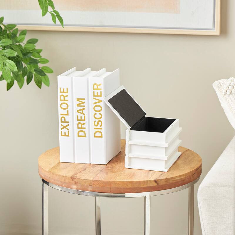 Black or White Canvas Box with White or Gold Explore, Dream, Discover Text (Set of 2)