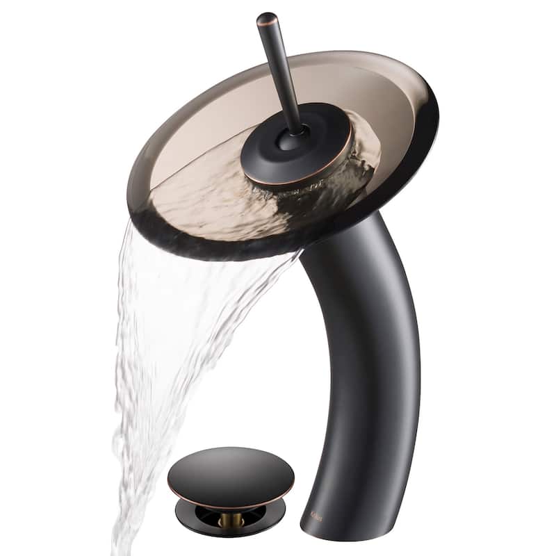 Kraus Waterfall Single Hole Vessel Bathroom Faucet - Metal Pop-Up - Oil Rubbed Bronze