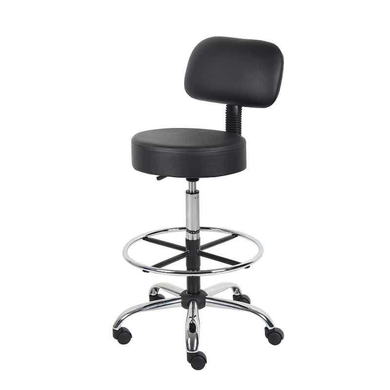 Boss Be Well Antimicrobial Adjustable Drafting Stool with Back