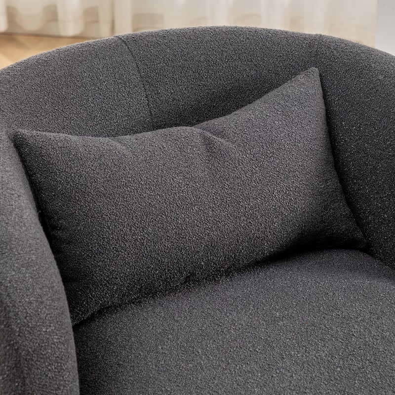 KINWELL 34" Poly Blend Boucle Fabric Upholstered Swivel Armchair