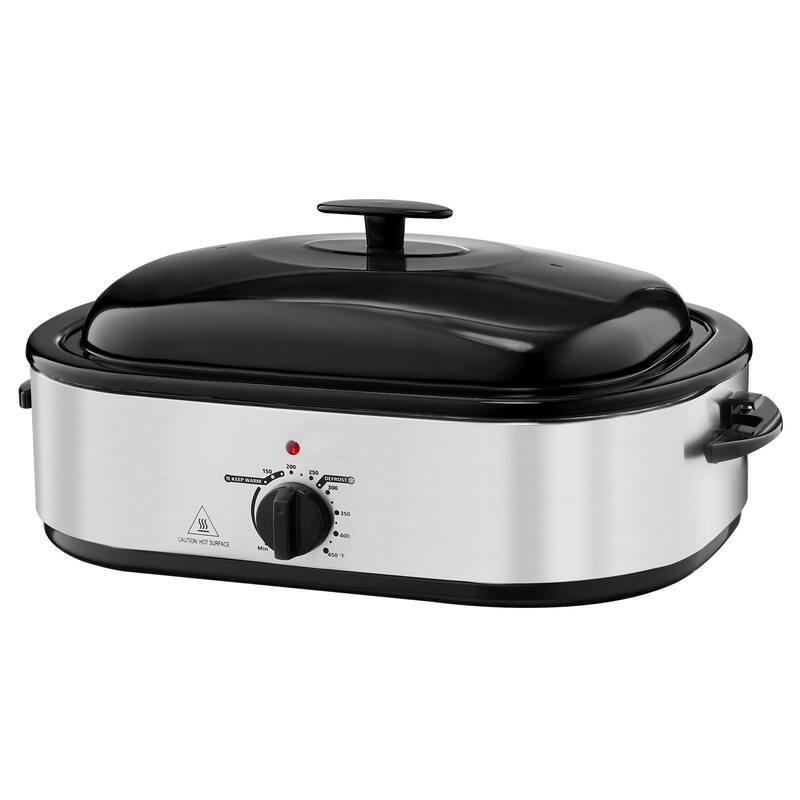 Black-Silver 14QT Electric Roaster Oven with Self-Basting Lid - 23.31 x 15.67 x 10.24 inch
