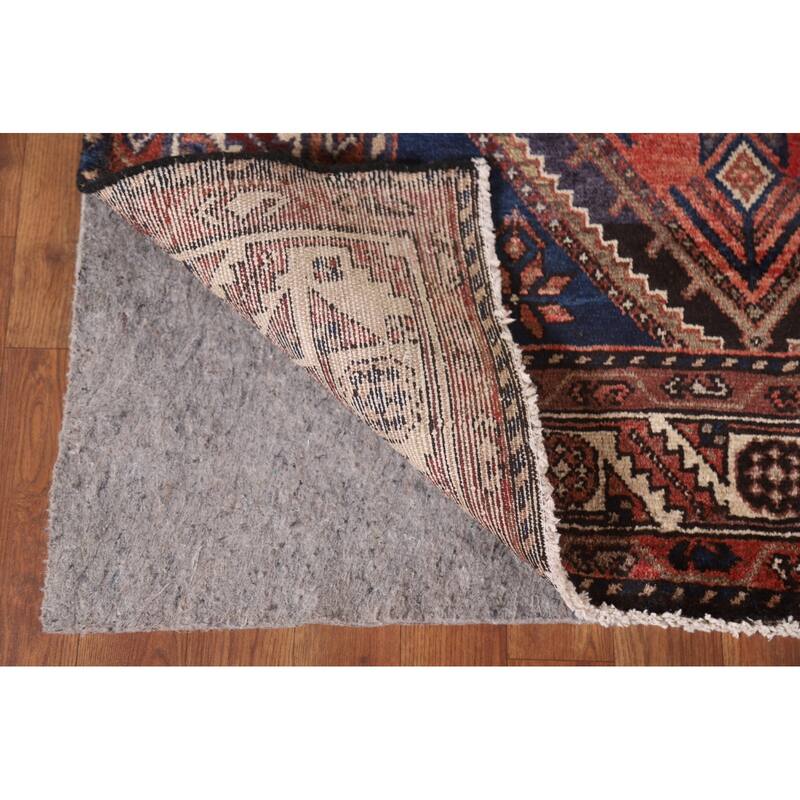 Hand Knotted Oriental 100% Wool Carpet Traditional Geometric Red Hamedan Runner Rug - 9' 10'' X 3' 8''