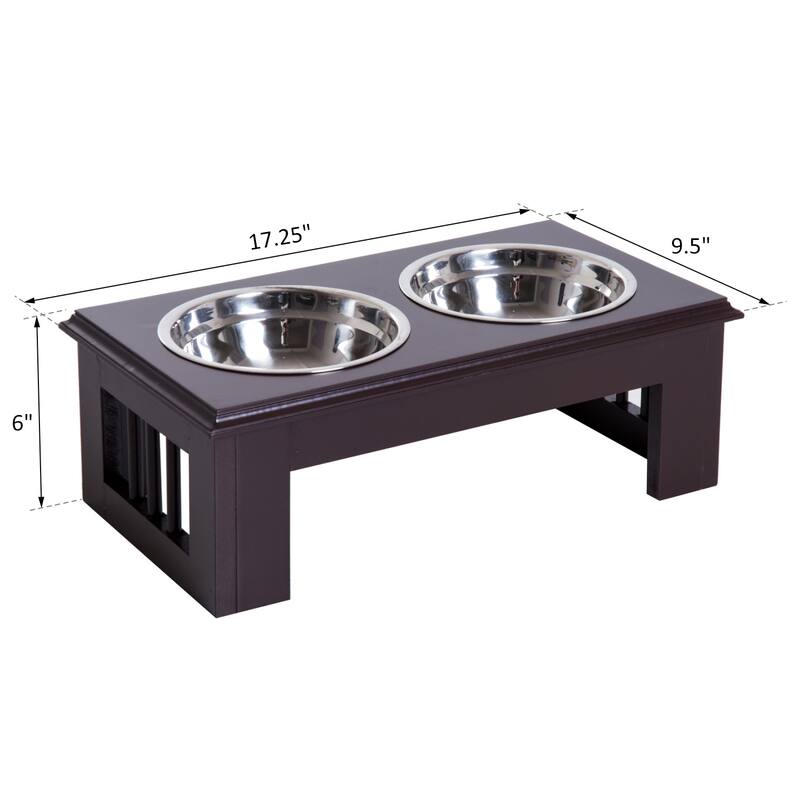 PawHut 17" Dog Feeding Station with 2 Food Bowls, White
