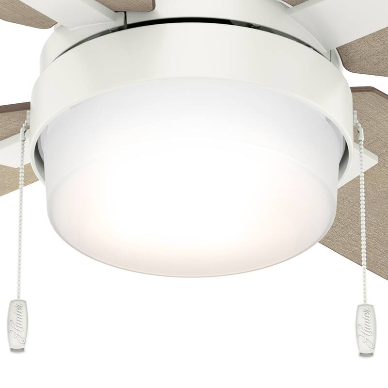 Hunter 54" Castlehill Fresh White Ceiling Fan with LED Light Kit and Pull Chain - Casual, Transitional, Minimalist