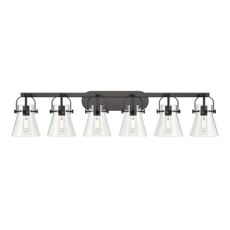 Innovations Lighting 423-6W-10-46 Pilaster II Cone Vanity Pilaster II - Matte Black / Clear