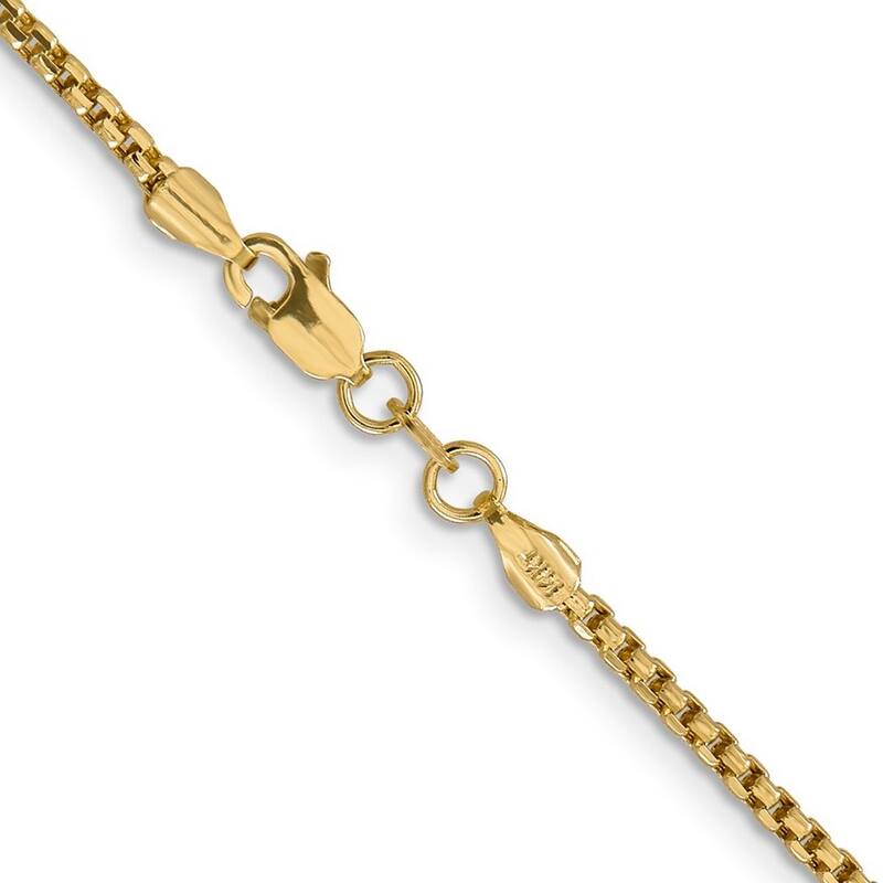Curata 14k Yellow Gold 1.75mm Hollow Round Box Chain Necklace Options: 16 18 20 22