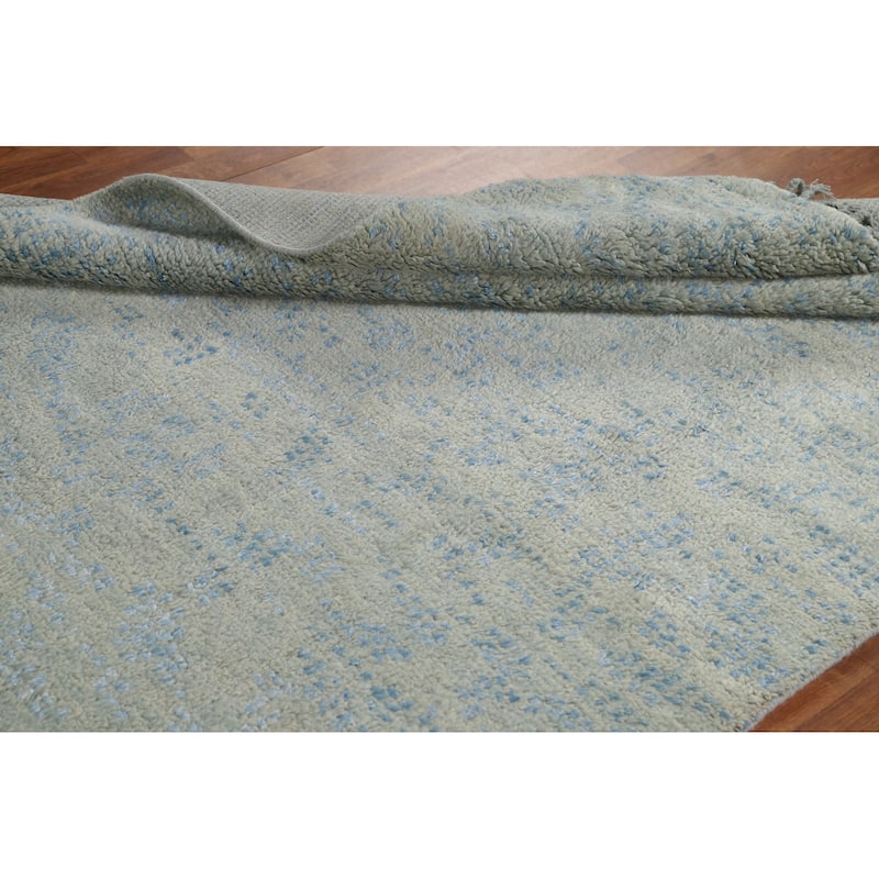 Gray/ Blue Moroccan Area Rug Hand-knotted Wool Carpet - 5'4" x 7'11"