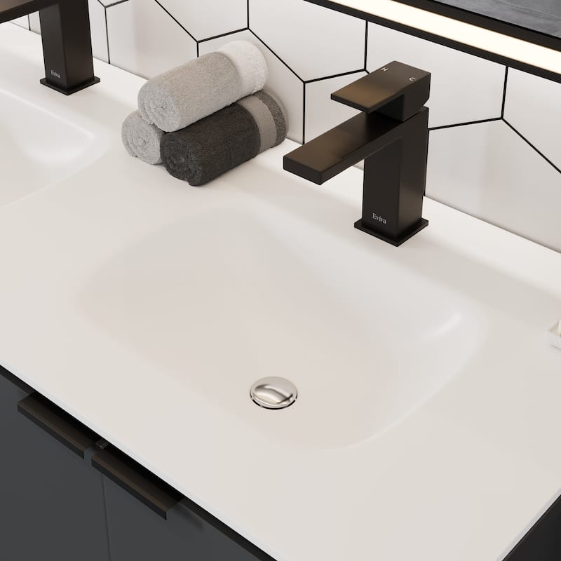 Eviva Onyx Wall Mount Bath Vanity with Solid Surface Top