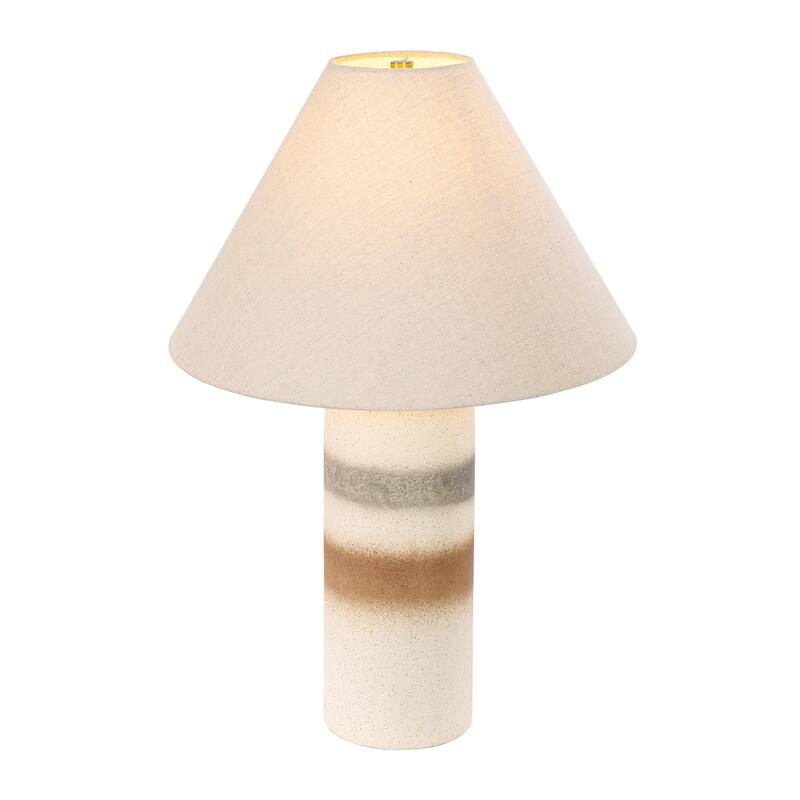 Painted Ceramic Accent Table Lamp with Cone Linen Shade