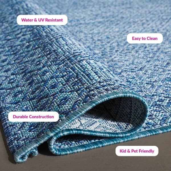 dimension image slide 2 of 4, SAFAVIEH Courtyard Terezija Indoor/ Outdoor Waterproof Patio Backyard Rug