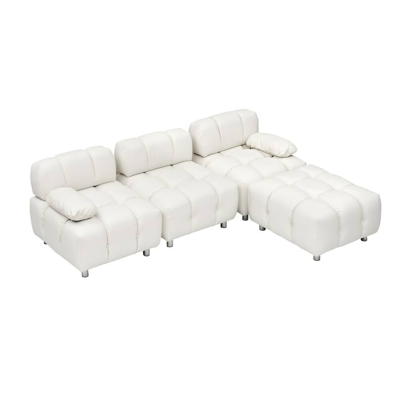 A 90.60-inch technology cloth white sofa, waterproof, stain and cat scratch resistant