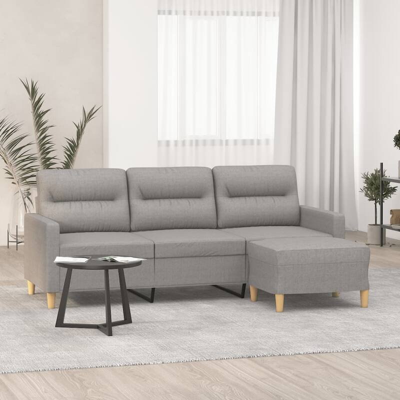 vidaXL Sofa with Footstool Dark/Light Gray multi size Fabric