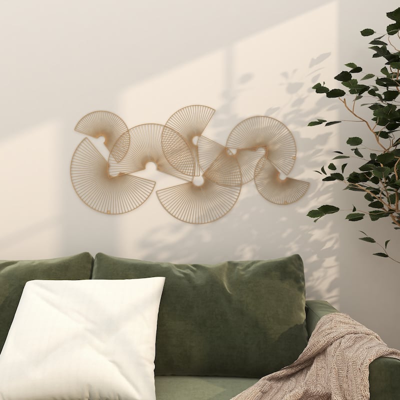 CosmoLiving by Cosmopolitan Gold Metal Crescent Overlapping Wire Fan Sunburst Home Wall Decor