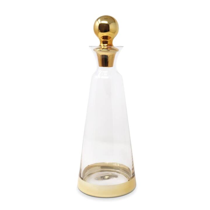 Gold Lid Glass Decanter, 13.5"H