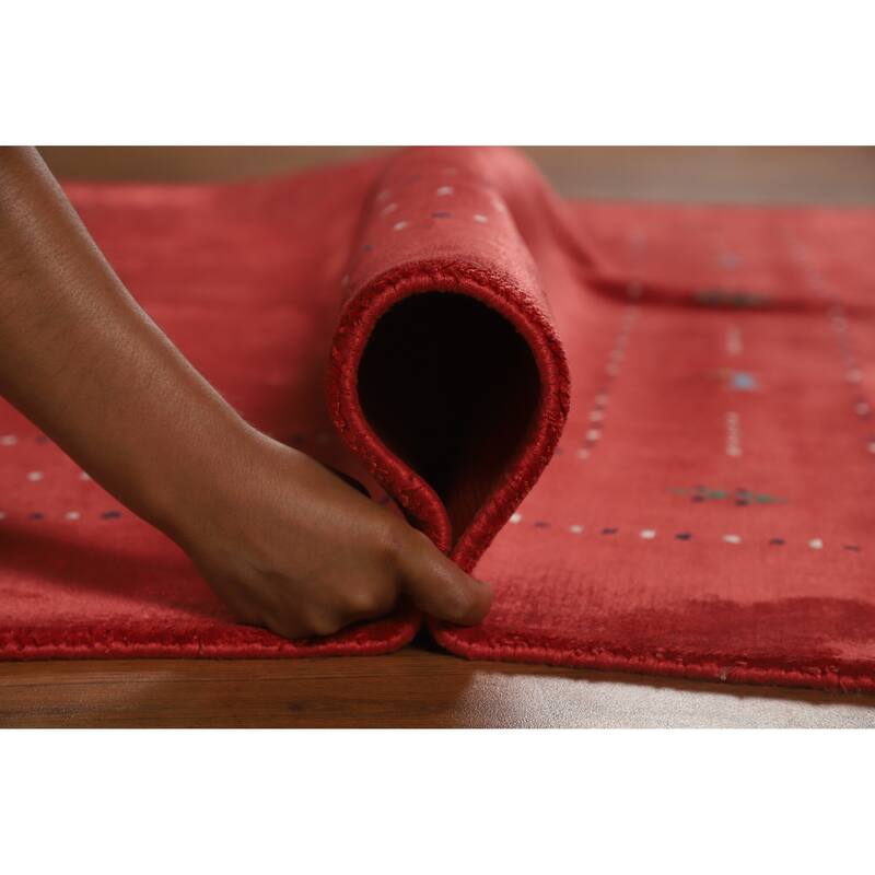 Tribal Gabbeh Indian Area Rug Handmade Red Modern Wool Carpet - 5'4" x 7'6"