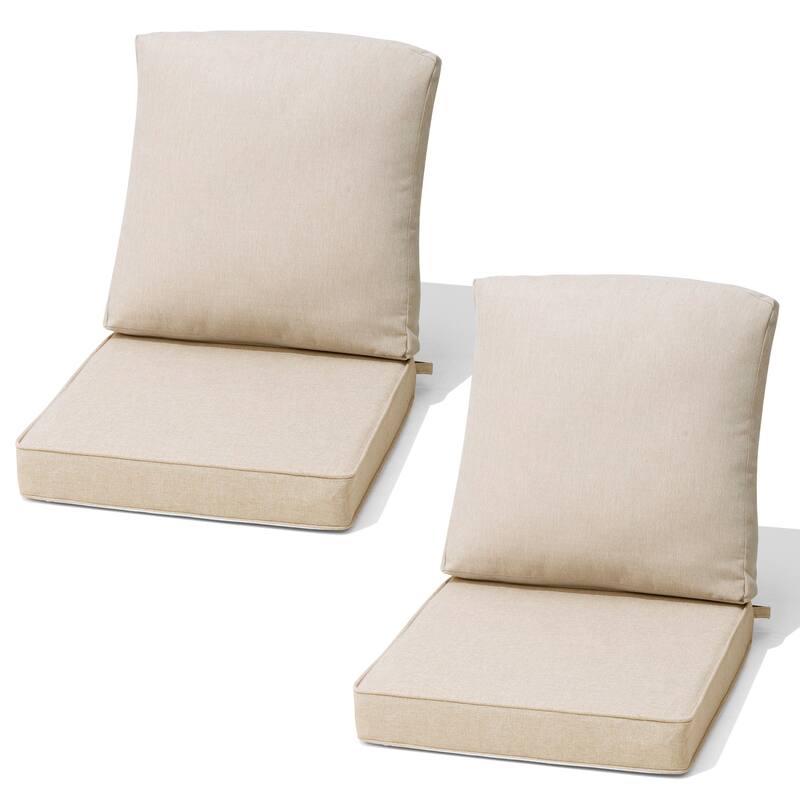 22''D x 21''W x 3.5''T Patio Fabric Outdoor Seat Cushions Set (Seat & Back) - PUTTY - 2PC