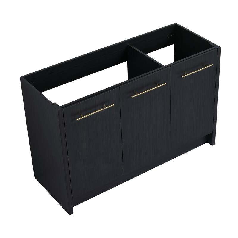 Modern 48 Inch Freestanding Bathroom Vanity Base without Sink, Bathroom Cabinet with Soft-Close Doors - Black Chestnut