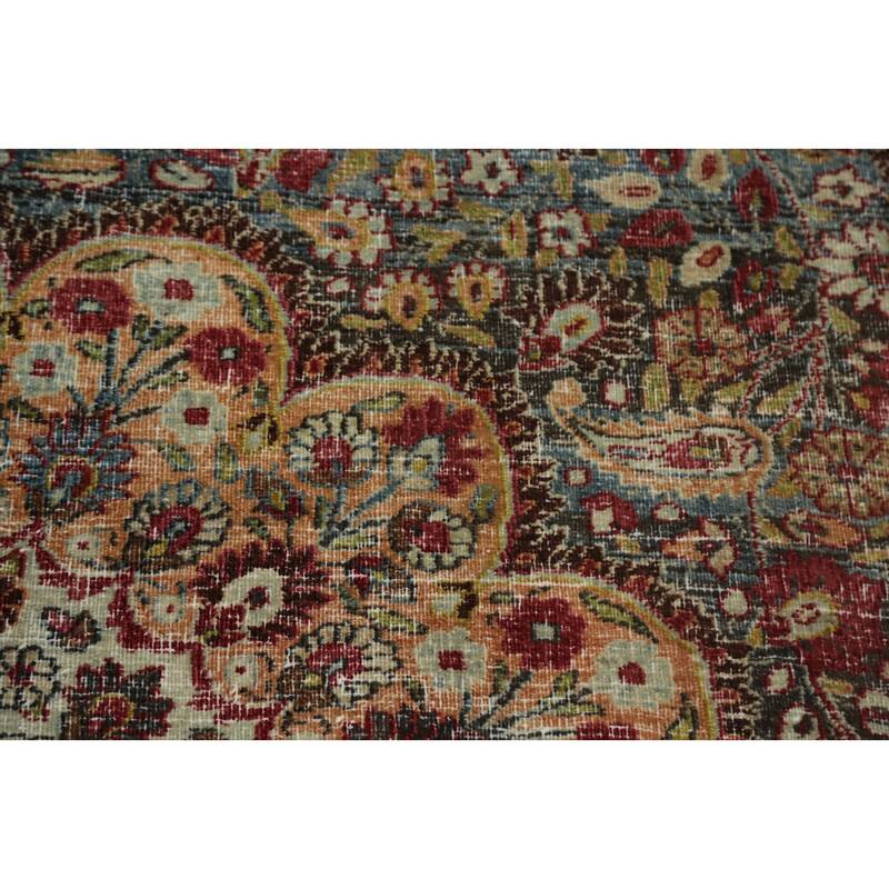 Hand Knotted Oriental 100% Wool Carpet Traditional Floral Navy Blue & Blues Dorokhsh Area Rug - 10' 5'' X 7' 4''