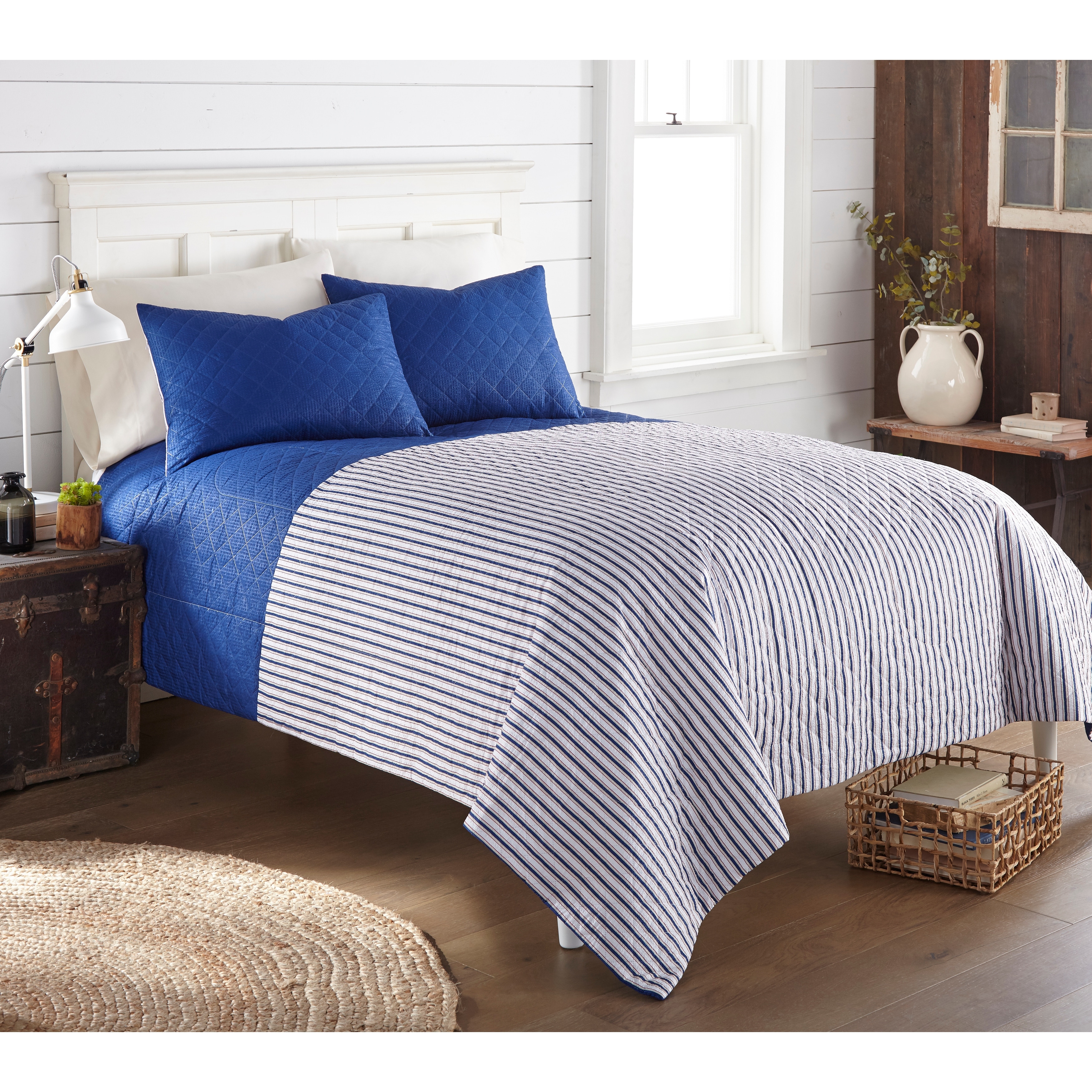 【AAKE】SEERSUCKER LAYERED SK Seersucker 6-in-1 Quilt Set - On Sale - Bed Bath & Beyond