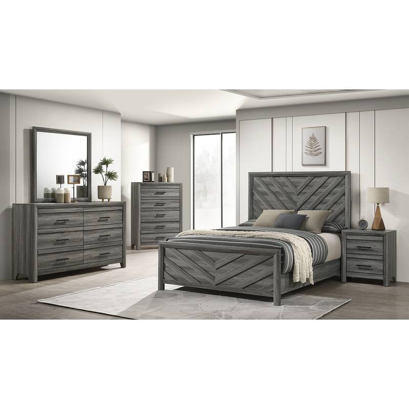 Denver Modern Style Queen Bed Made with Wood in Gray