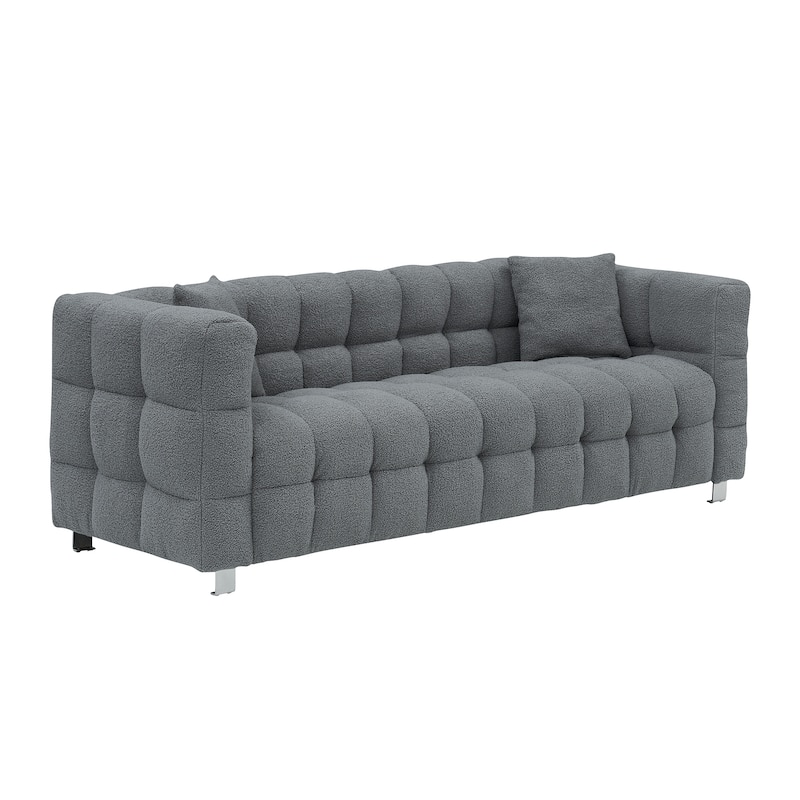 Gray Teddy 3-seater Sofa with Two Throw Pillows