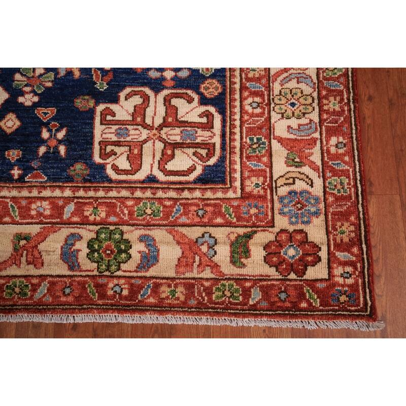 Tribal Geometric Yalameh Vegetable Dye Rug Hand-Knotted Wool Carpet - 9'0" x 11'6"