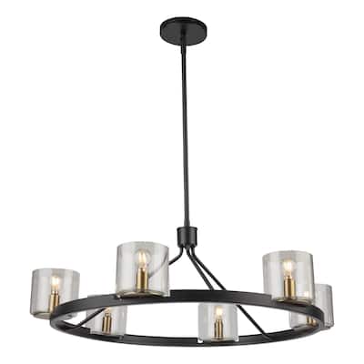 Salinas Collection 6-Light Chandelier, Black and Brass
