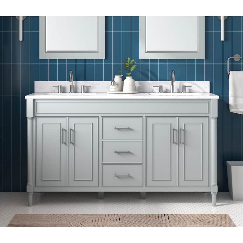 Avanity Bristol 61 in. Bath Vanity in Light Gray finish and Cala White Engineered Top