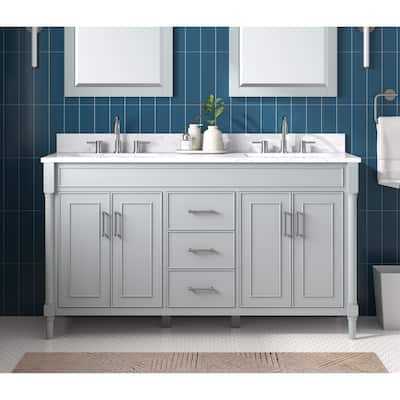 Avanity Bristol 61 in. Bath Vanity in Light Gray finish and Cala White Engineered Top