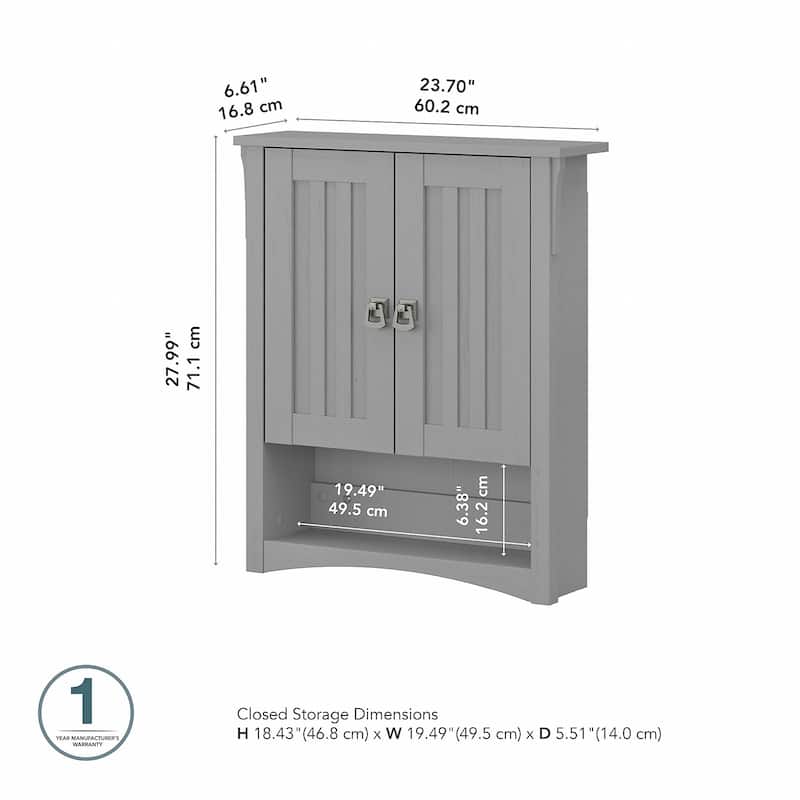 Salinas Bathroom Wall Cabinet with Doors by Bush Furniture