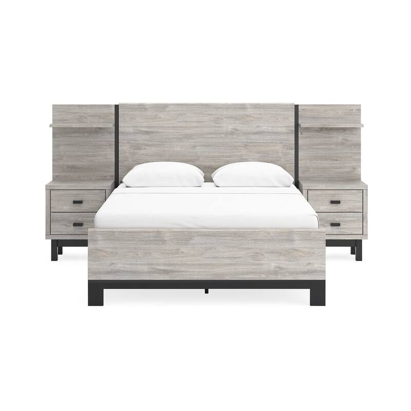 Signature Design by Ashley Vessalli Gray/Black Panel Bed with Extensions