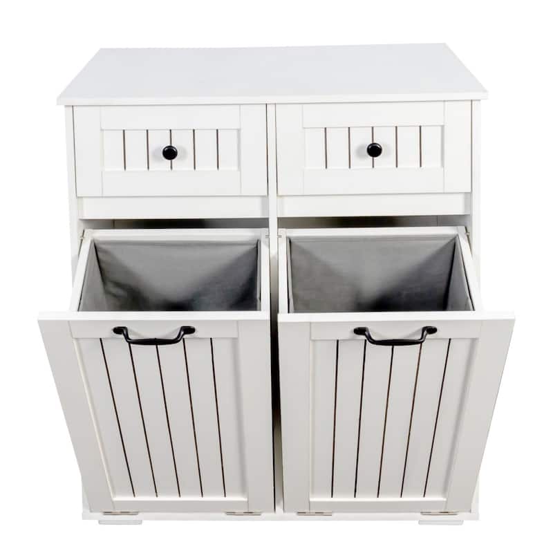 Laundry Cabinet with 2 Removable Laundry Baskets and 2 Drawers