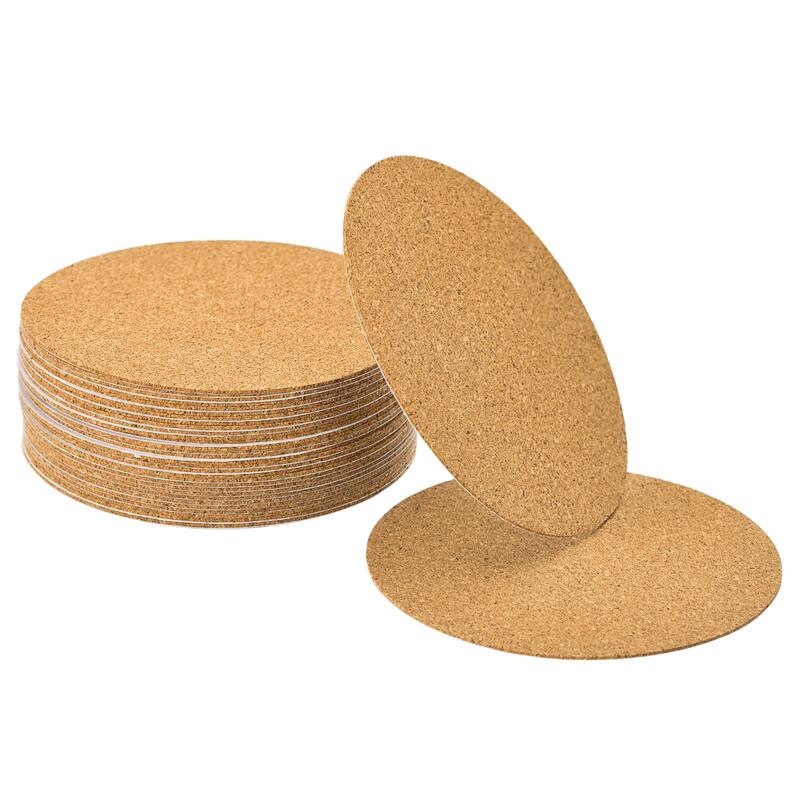 30 Pcs Self-Adhesive Cork Round, 2mm Thick 3.5" Cork Tiles Backing Sheets - Brown